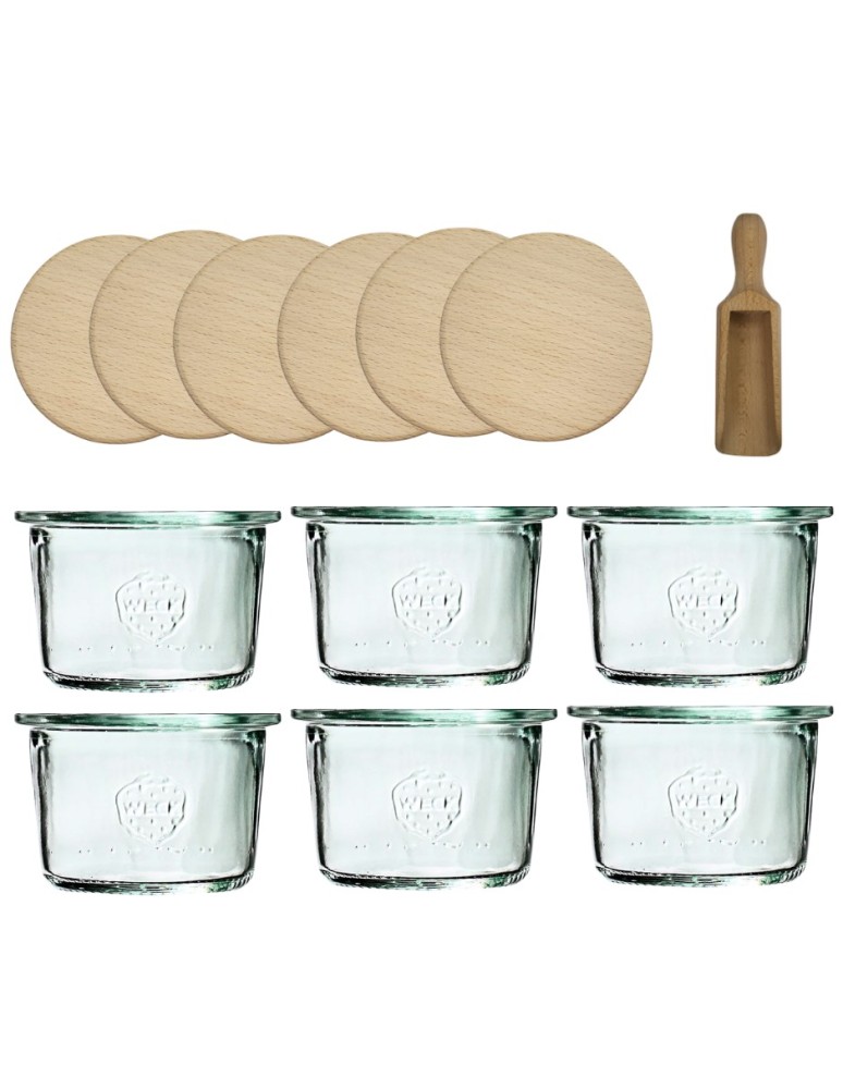 Słoiki weck - Słoiki Weck 80ml przetwory MOLD żaroodporne drewniane wieka 6szt miarka - product MODO24.PL 2