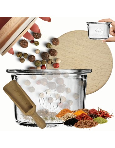 Słoik Weck 80ml na przetwory MOLD żaroodporny drewniane wieko 1szt miarka