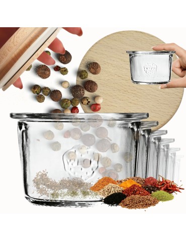 Słoiki Weck 80ml przetwory MOLD żaroodporne drewniane wieka 6szt SOLIDNE