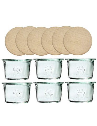 Słoiki Weck 80ml przetwory MOLD żaroodporne drewniane wieka 6szt SOLIDNE - produkt 2