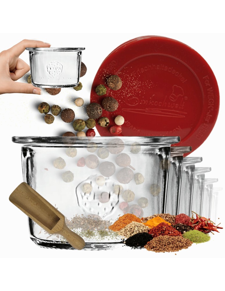 Słoiki weck - Słoiki Weck 80ml przetwory MOLD żaroodporne silikonowe wieko 6szt miarka - produkt MODO24.PL 1