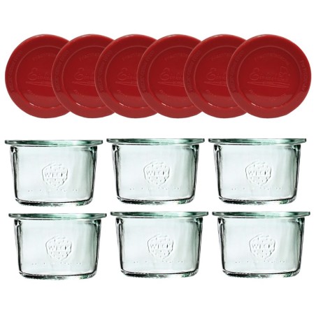 Słoiki Weck 80ml przetwory MOLD żaroodporne silikonowe wieka 6szt TRWAŁE