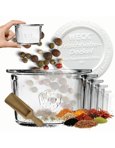 Słoiki Weck 80ml przetwory MOLD żaroodporne plastikowe wieka MIARKA 12szt