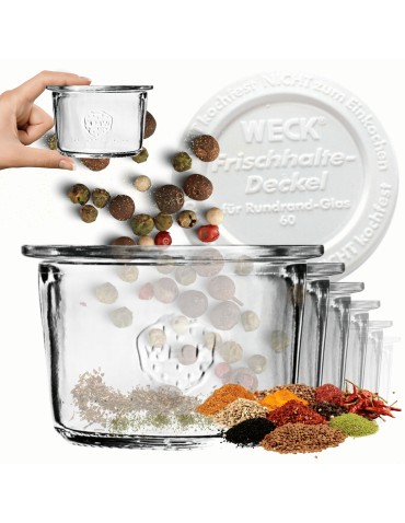 Słoiki Weck 80ml przetwory MOLD żaroodporne weki plastikowe wieka 6szt