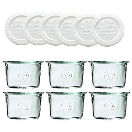 Słoiki Weck 80ml przetwory MOLD żaroodporne weki plastikowe wieka 6szt