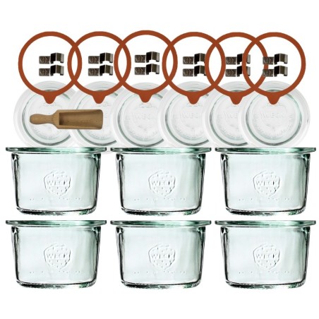 Słoiki Weck 80ml przetwory MOLD żaroodporne miarka spinki wieko gumka 6szt