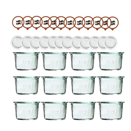 Słoiki Weck 80ml przetwory MOLD żaroodporne dżem zapinki wieko gumka 12szt