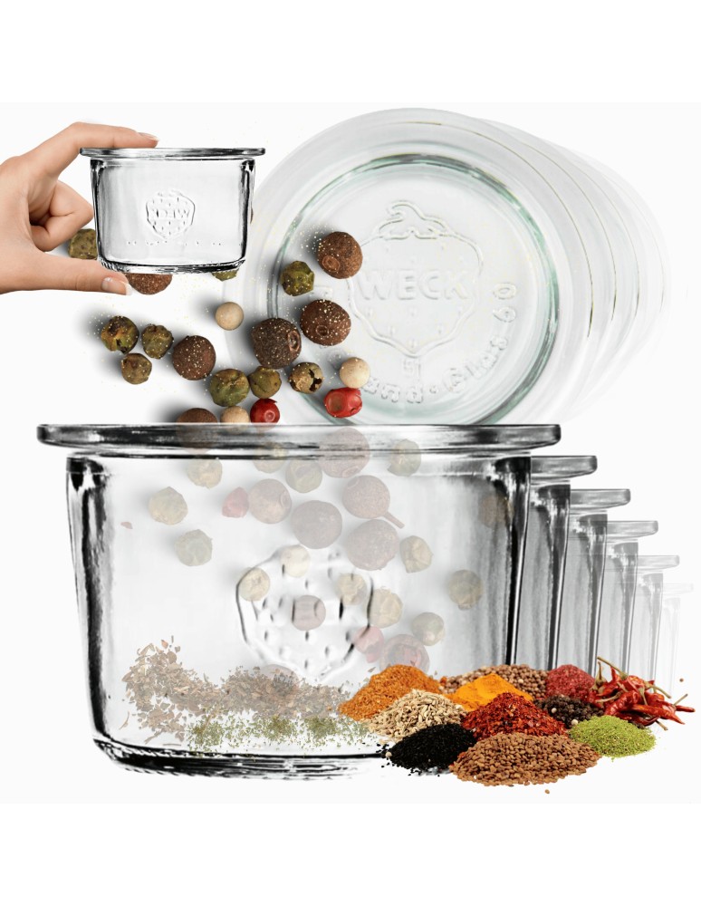 Słoiki weck - Słoiki Weck 80 ml słoiki szklane ozdobne MOLD przyprawy wieka szkło 12szt - produkt MODO24.PL 1