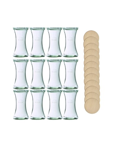 Słoiki Weck 200ml pucharek DELI żaroodporne drewniane wieka 12szt SOLIDNE - produkt 2