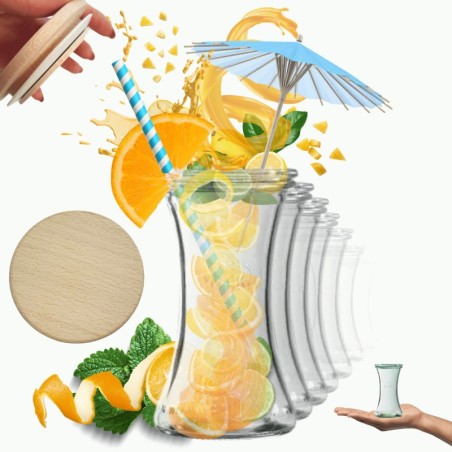 Słoiki Weck 200ml pucharek DELI żaroodporne drewniane wieka 6szt SOLIDNE