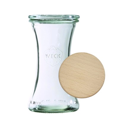 Słoik Weck 200ml na pucharek DELI żaroodporny drewniane wieko 1szt SOLIDNY