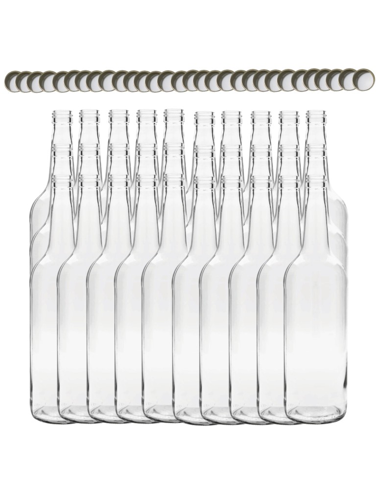 Szklane butelki na alkohol - galoniki - Butelki 1000 ml 1L na sok nalewkę syrop ocet tradycyjne fi28 30szt NAKRĘTKI - product MODO24.PL 2