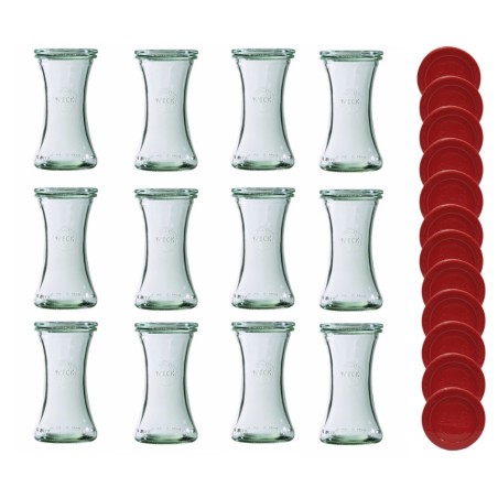 Słoiki Weck 200ml pucharek DELI żaroodporne silikonowe wieka 12szt TRWAŁE