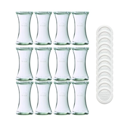 Słoiki Weck 200ml pucharek DELI żaroodporne weki plastikowe wieka 12szt