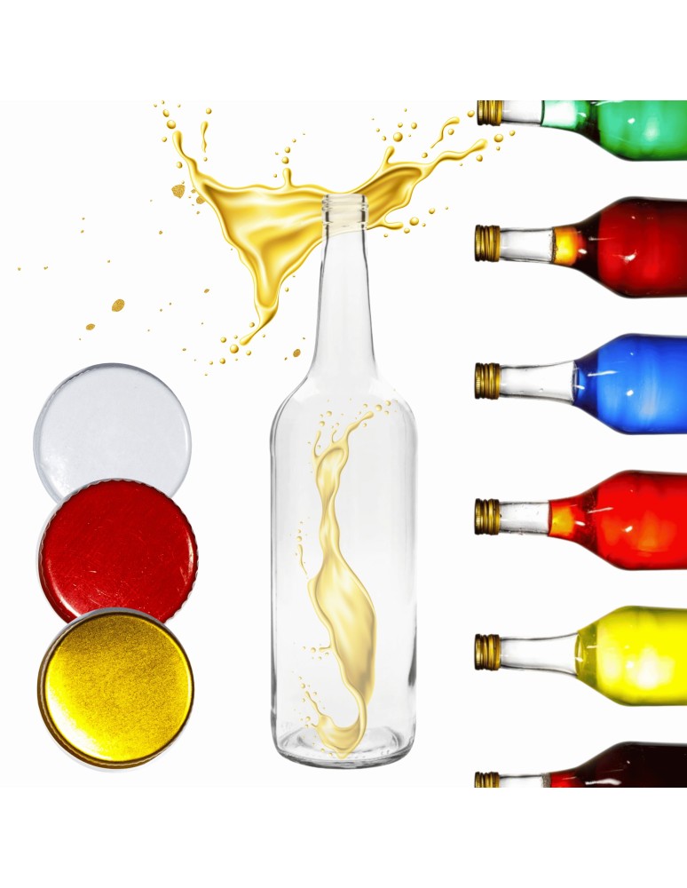 Szklane butelki na alkohol - galoniki - Butelka 1000ml 1L na sok nalewkę nalewki syrop ocet octy fi28 1szt NAKRĘTKA - produkt MODO24.PL 1