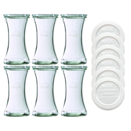 Słoiki Weck 200ml pucharek DELI żaroodporne weki plastikowe wieka 6szt