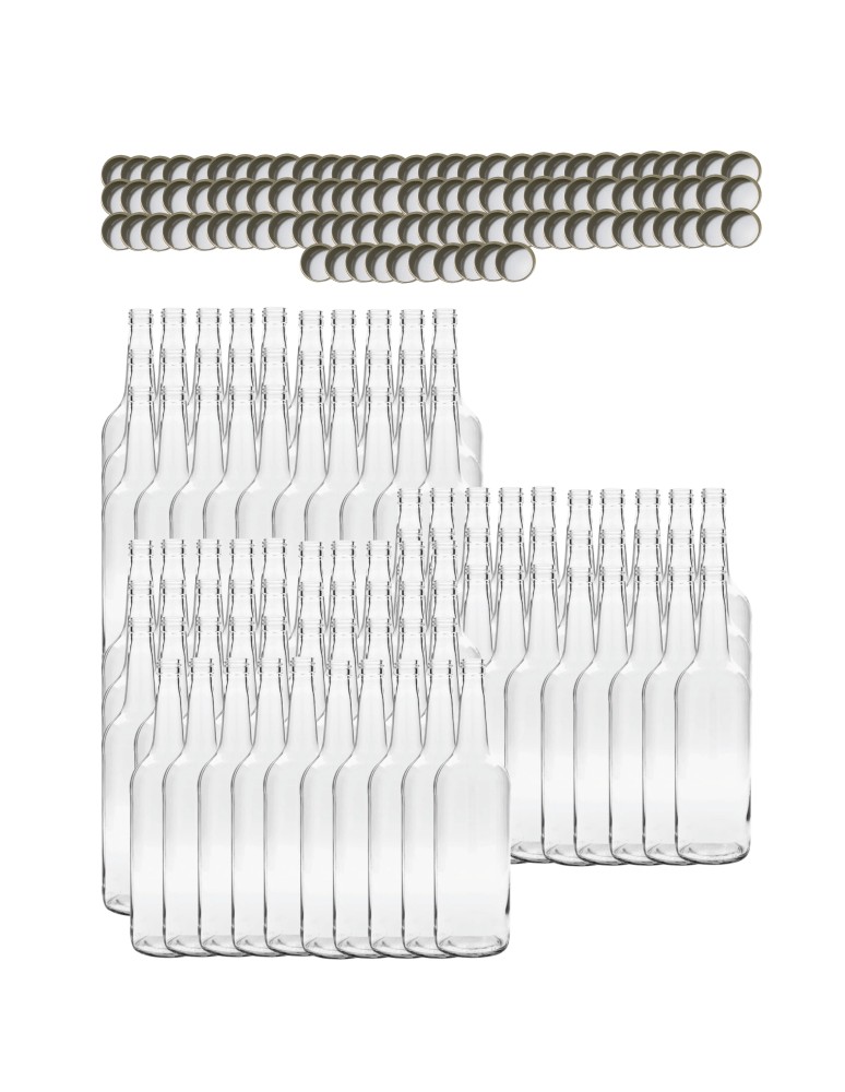 Szklane butelki na alkohol - galoniki - Butelki 1000 ml 1L na sok nalewkę syrop ocet tradycyjne fi28 100szt NAKRĘTKI - product MODO24.PL 2