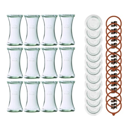 Słoiki Weck 200ml pucharek DELI żaroodporne dżem zapinki wieko gumka 12szt