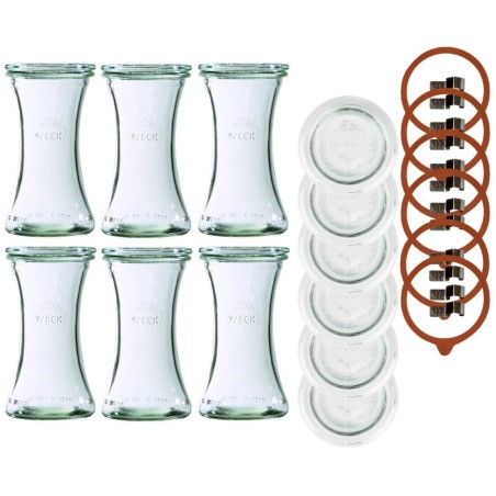 Słoiki Weck 200 ml pucharek DELI żaroodporne dżem zapinki wieko gumka 6szt
