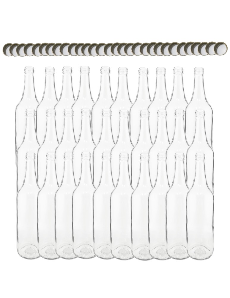 Szklane butelki na alkohol - galoniki - Butelki 700 ml na sok nalewkę syrop ocet tradycyjne fi28 30szt NAKRĘTKI - product MODO24.PL 2