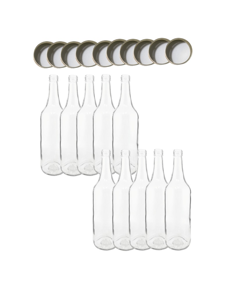 Szklane butelki na alkohol - galoniki - Butelki 700 ml na sok nalewkę syrop ocet tradycyjne fi28 10szt NAKRĘTKI - product MODO24.PL 2