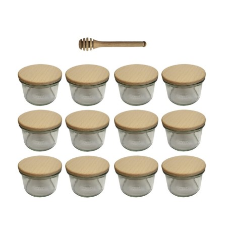 Słoiki WECK 12szt / drewniane wieko, nabierak słoik 200ml MOLD