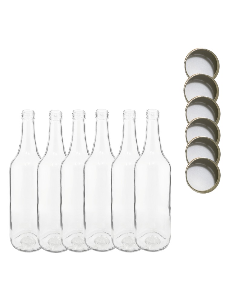 Szklane butelki na alkohol - galoniki - Butelki 700 ml na sok nalewkę syrop ocet tradycyjne fi28 6szt NAKRĘTKI - product MODO24.PL 2