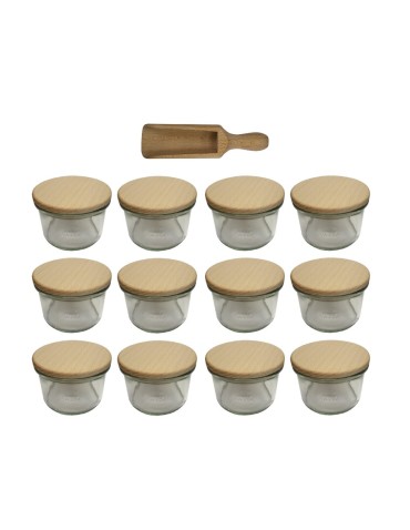 Słoiki WECK 12szt / drewniane wieko, miarka słoik 200ml MOLD - produkt 2