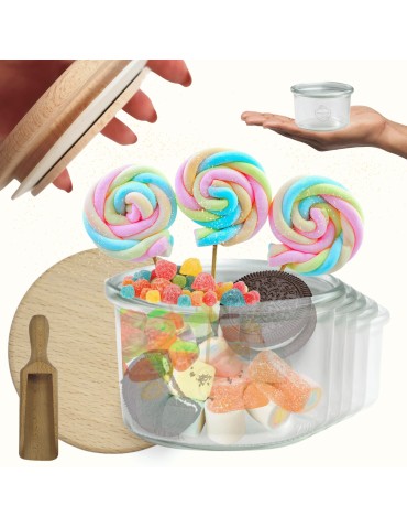 Słoiki WECK 6szt / drewniane wieko, miarka słoik 200ml MOLD