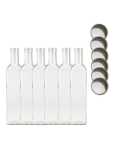 Butelki 500 ml maraski kwadratowe soki na olej oliwę fi31 6szt NAKRĘTKI - produkt 2