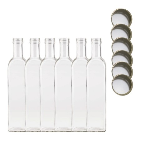 Butelki 500 ml maraski kwadratowe soki na olej oliwę fi31 6szt NAKRĘTKI