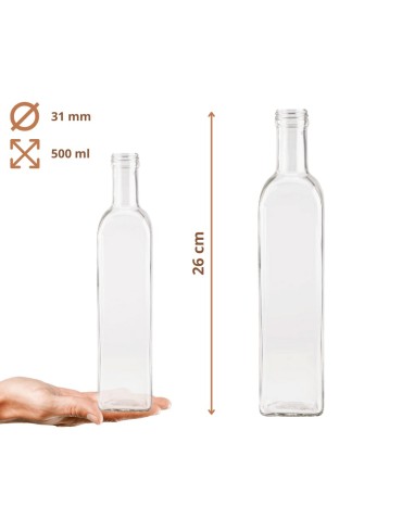 Szklane butelki na alkohol - galoniki - Butelka 500 ml maraska kwadratowa soki na olej oliwę fi31 1szt NAKRĘTKA - product 3