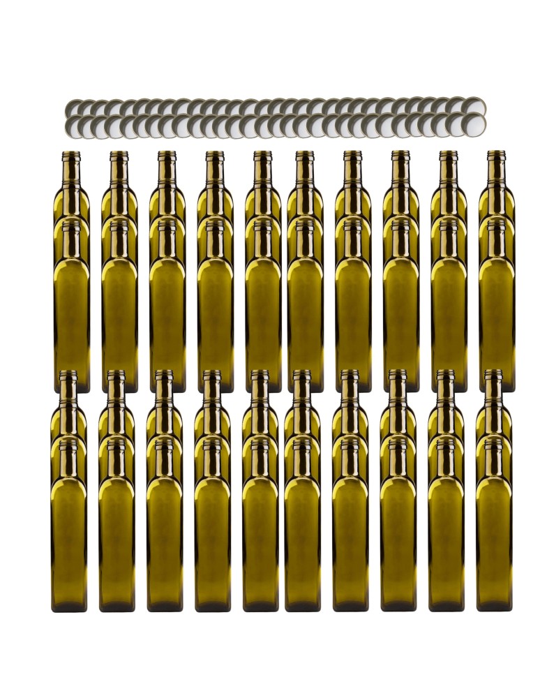 Szklane butelki na alkohol - galoniki - Butelki 500 ml maraski kwadratowe zielone na olej oliwę fi31 60szt NAKRĘTKI - product MODO24.PL 2