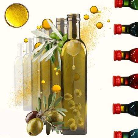 Butelki 500 ml maraski kwadratowe zielone na olej oliwę fi31 30szt NAKRĘTKI