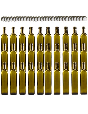 Butelki 500 ml maraski kwadratowe zielone na olej oliwę fi31 30szt NAKRĘTKI - produkt 2