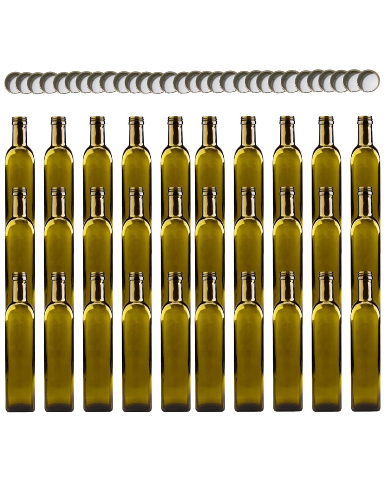 Szklane butelki na alkohol - galoniki - Butelki 500 ml maraski kwadratowe zielone na olej oliwę fi31 30szt NAKRĘTKI - product MODO24.PL 2