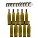 Butelki 500 ml maraski kwadratowe zielone na olej oliwę fi31 10szt NAKRĘTKI