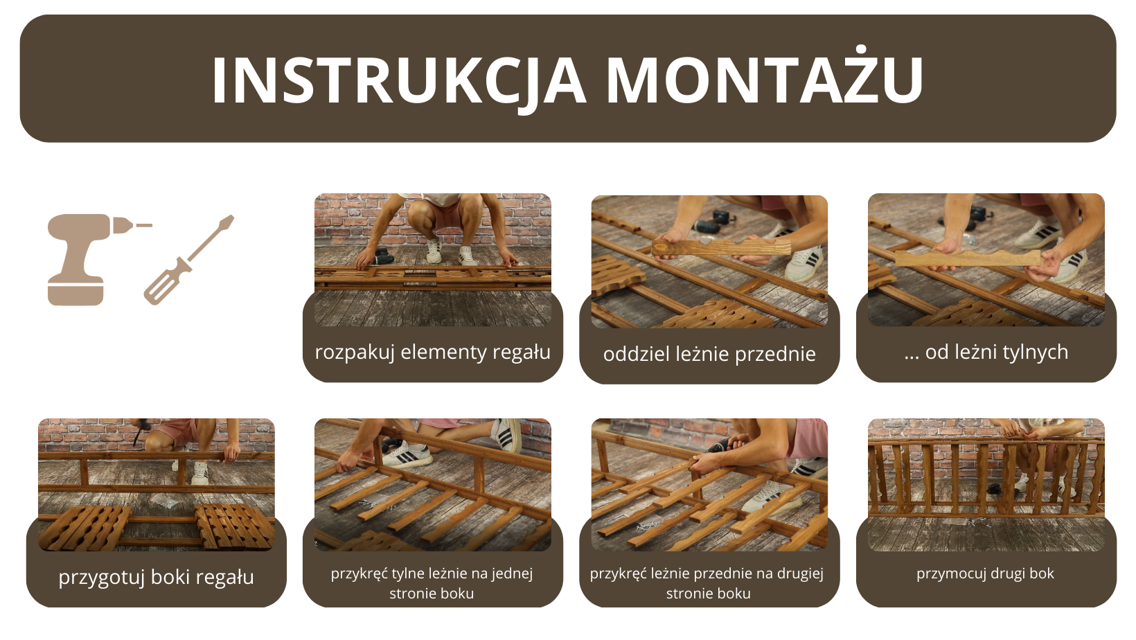 grafika z instrukcją montażu regałów RW1